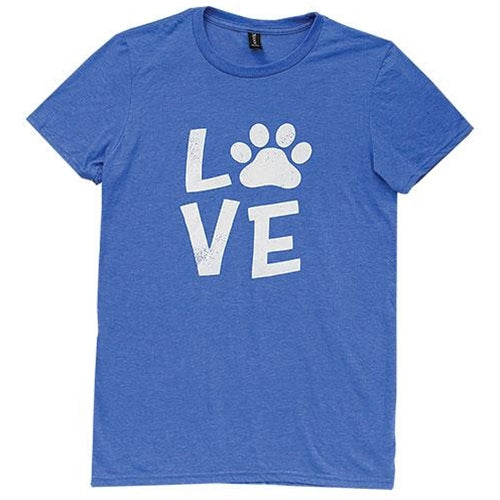 Paw Print Love T-Shirt Heather Blue XXL