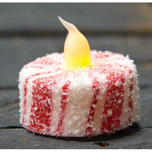 Glittered Candy Cane LED Tealight (Pack of 4)