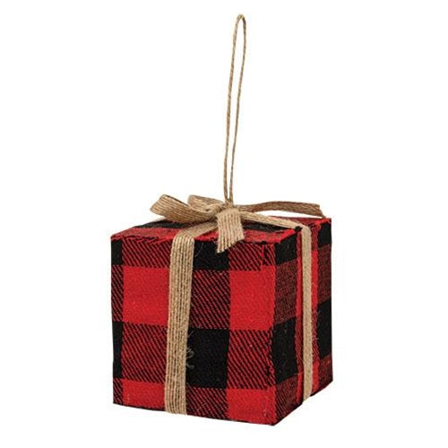 Red & Black Buffalo Plaid Gift Box Ornament Large (Pack of 4)