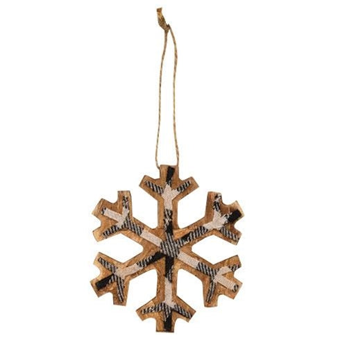 Black & White Plaid Snowflake Ornament Small (Pack of 4)