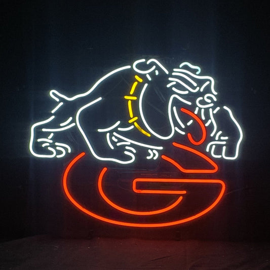 Georgia Bulldogs Uga Football Neon Sign Light - 24"x20" Real Glass Tube with Metal Grid Backing
