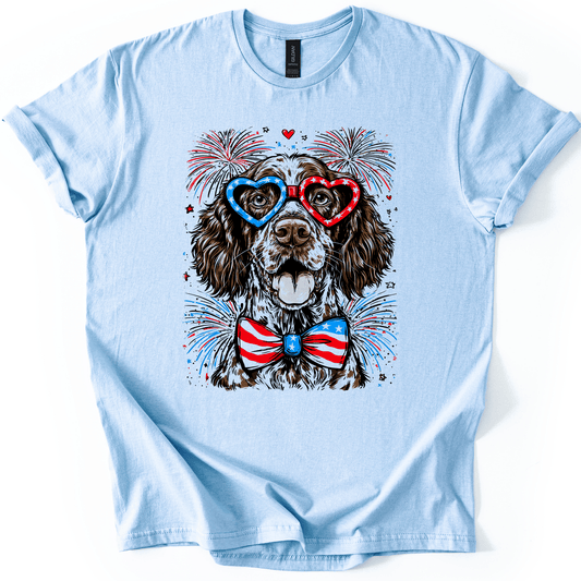 German Shorthaired Pointer Patriotic Dog USA American Flag Fourth Of July Graphic Tee