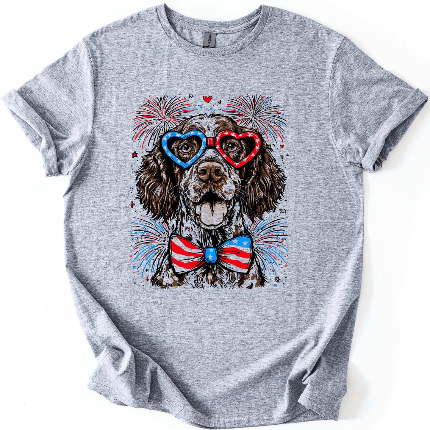 German Shorthaired Pointer Patriotic Dog USA American Flag Fourth Of July Graphic Tee