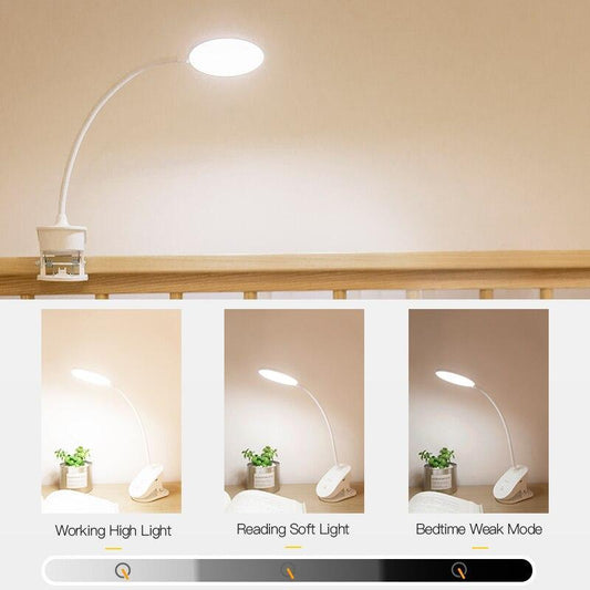 STEVVEX Clip Wireless Table Lamp For Study With 3 Modes Touch Rechargeable LED Reading Desk Lamp USB Table Light Flexo Lamps Table Reading Lamp with Clip for Desk and Bed