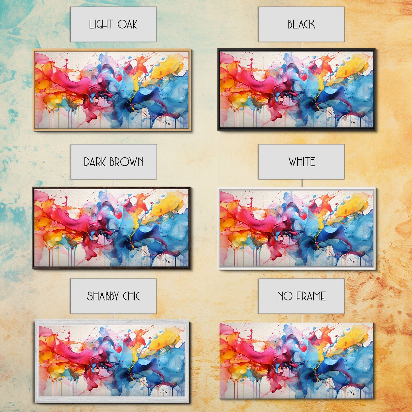 Set of 3 Alcohol Ink Wall Art, Color Explosion Framed Print Canvas Wall Art, Modern Abstract Alcohol Ink Painting Canvas Art for Living Room