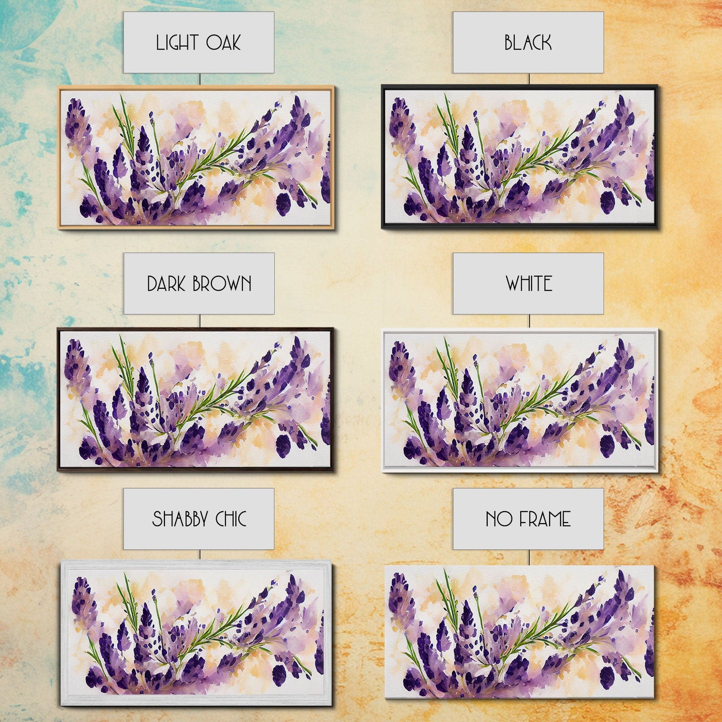 Wild Lavender wall art, canvas print, watercolor painting of lavender flowers, Botanical art, farmhouse decor