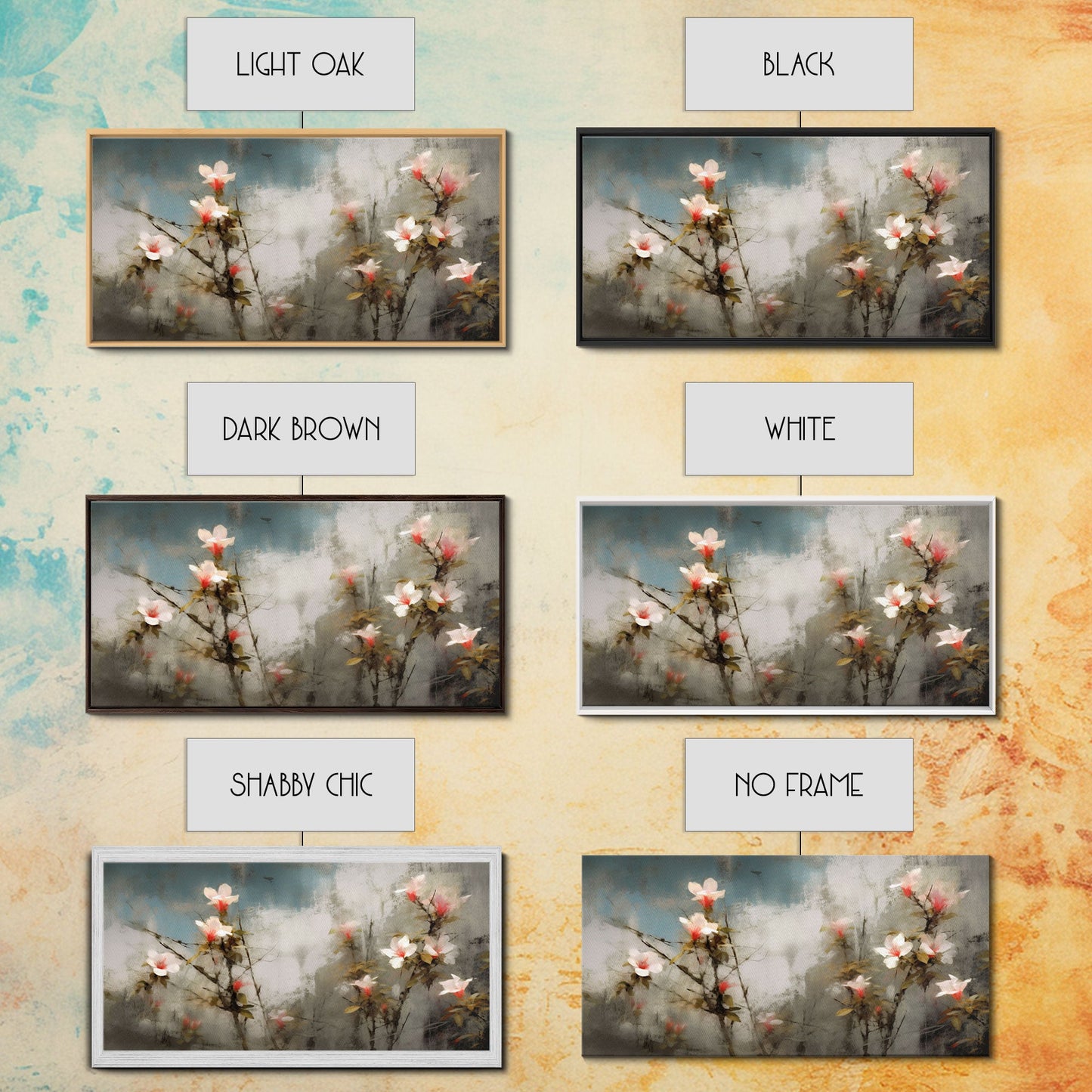 Wild Flowers Wall Decor, Floral Wall Art, Nature Print, Abstract Art, Panoramic Wall Decor, Canvas Print, Wall Art, Framed Canvas Art