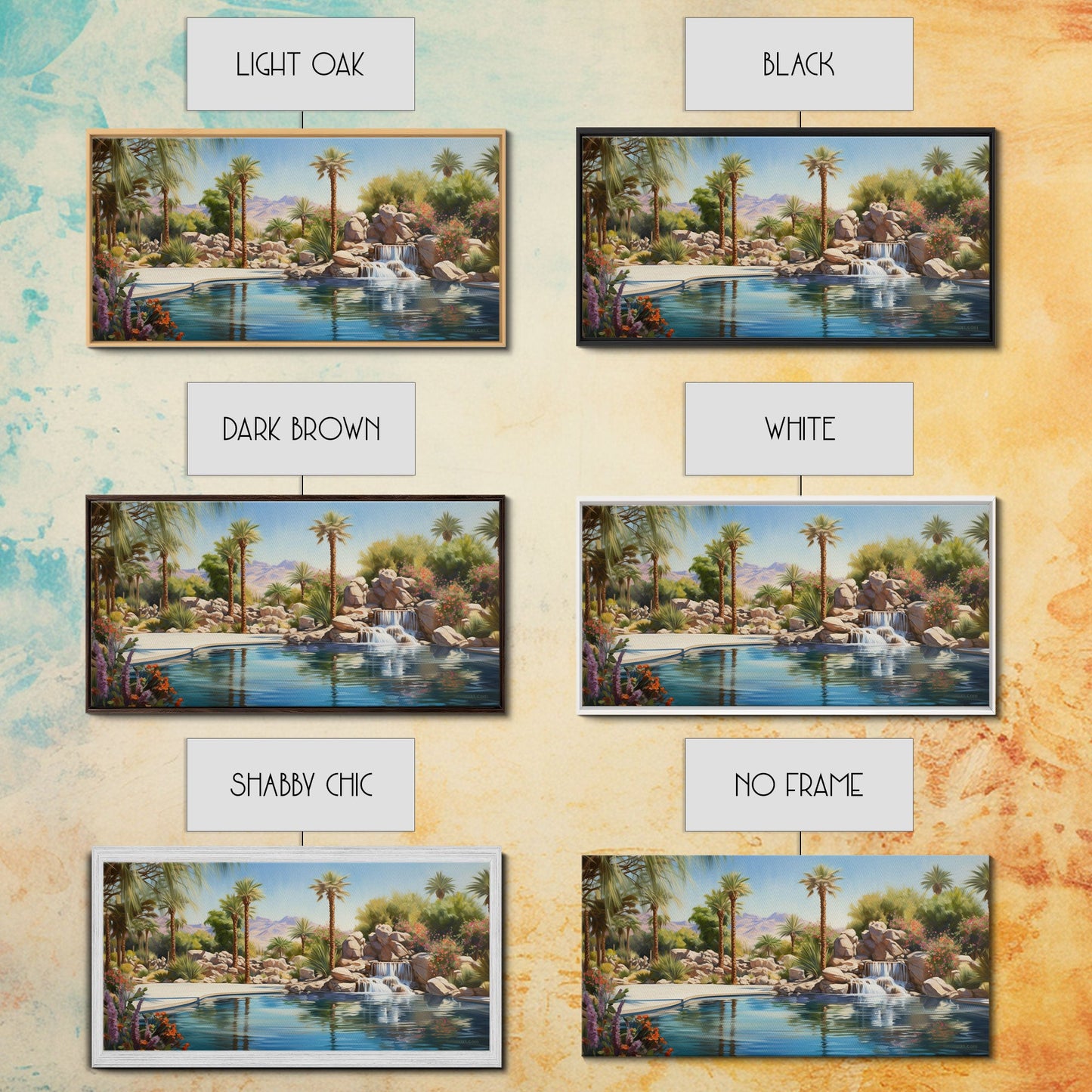 Oasis Wall Art, Palm Trees Art, Lake Art Print, Panoramic Art, Wall Art, Canvas Art, Landscape Art, Gift For Boss, Ranch House Decor