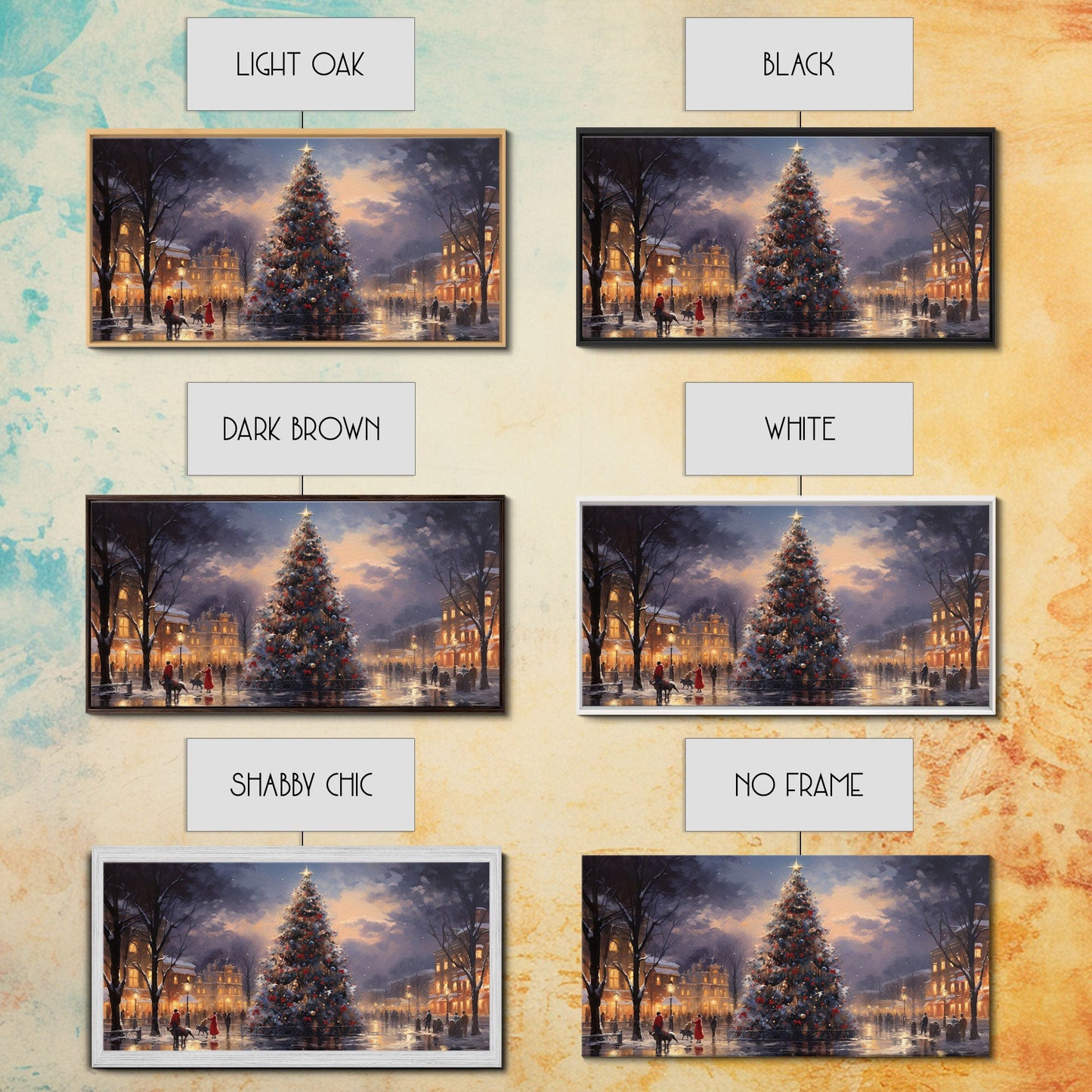Christmas Village Winter Wonderland Wall Art Framed Canvas Print - Christmas Wall Art - First Christmas - Christmas Tree Art Holiday Decor
