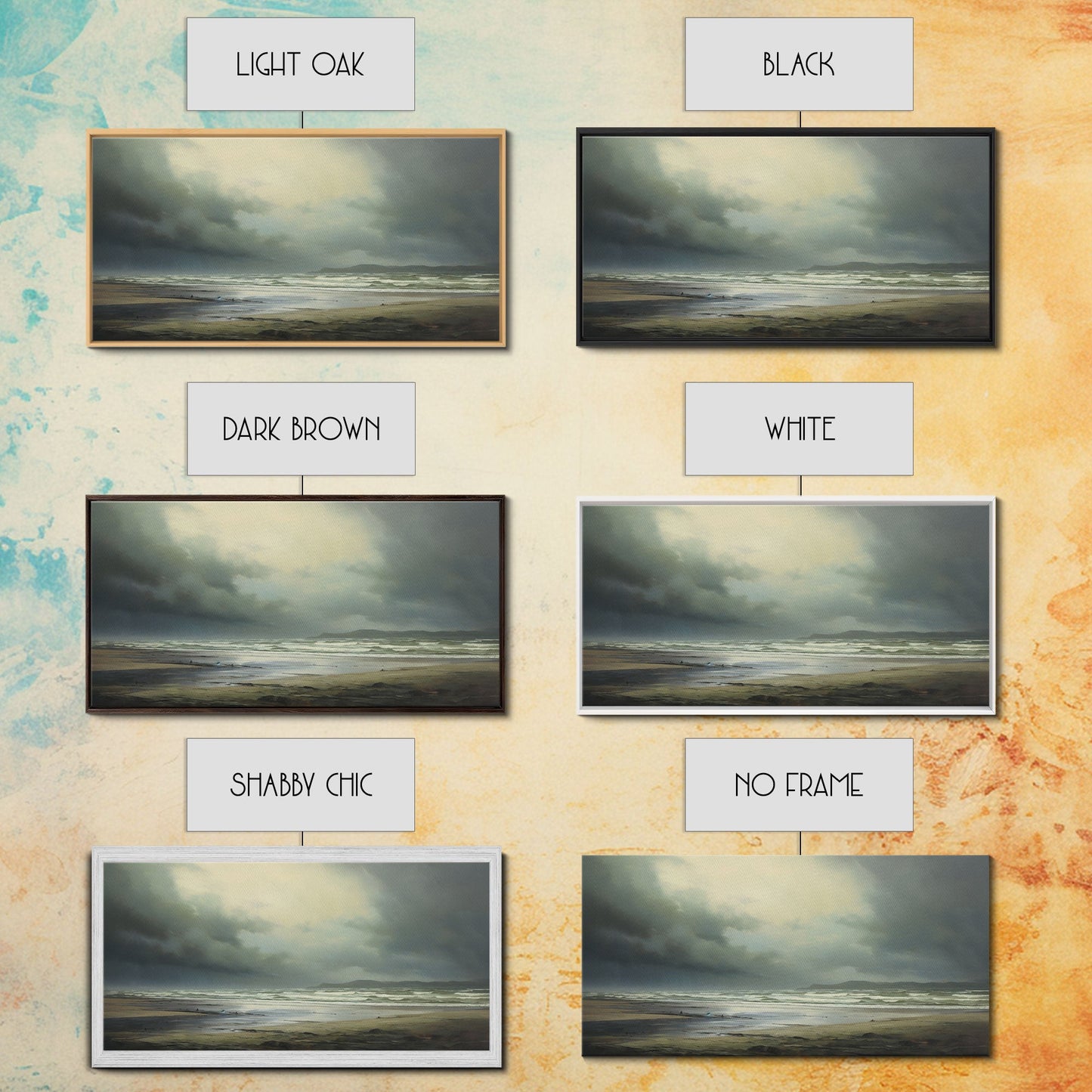 Moody Muted Landscape Oil Painting Canvas Print Wall Art, Nature Framed Large Gallery Art, Minimalist Art, Ready To Hang, Moody and Drab Art