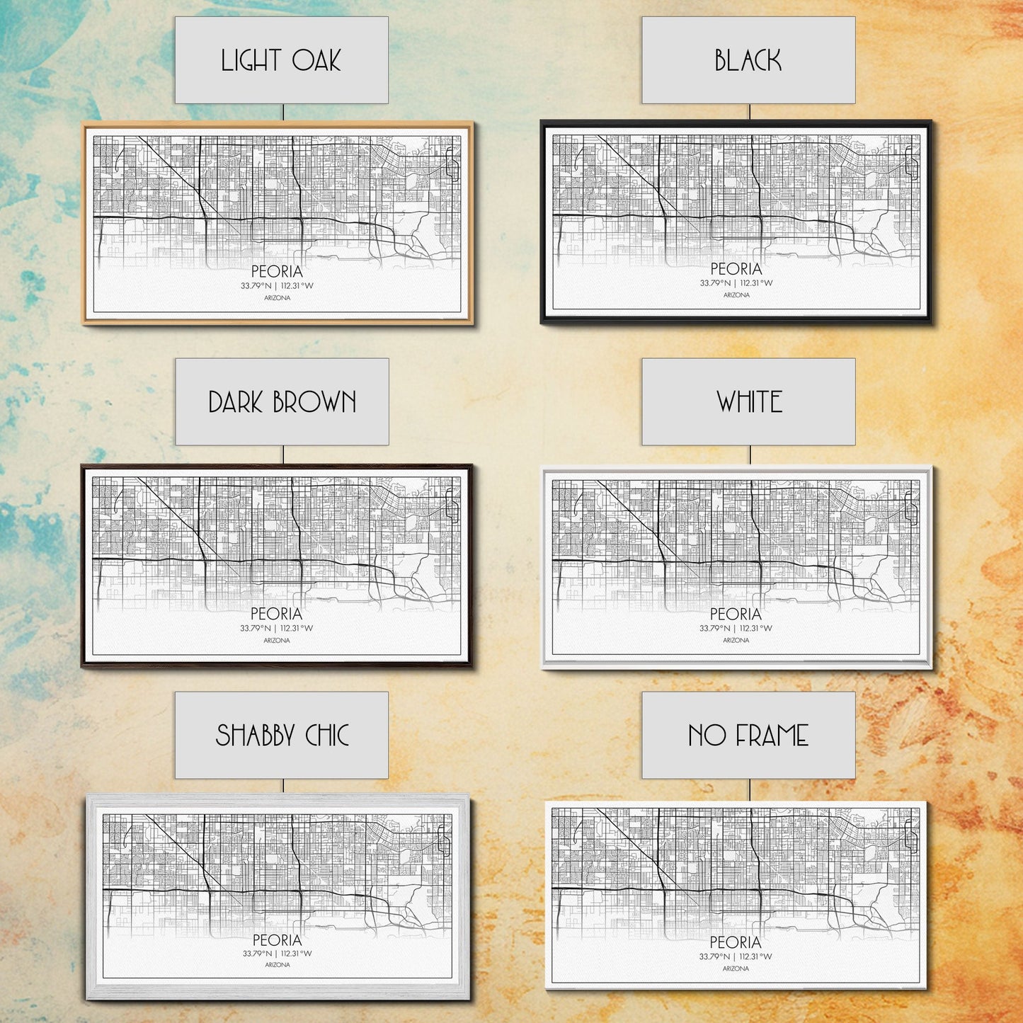 Peoria City Map, Arizona Art, Map Print, Minimalist Wall Art, Wall Art, Canvas Art, Trendy Wall Art, Moving Gift, Boys Bedroom Décor, Prints