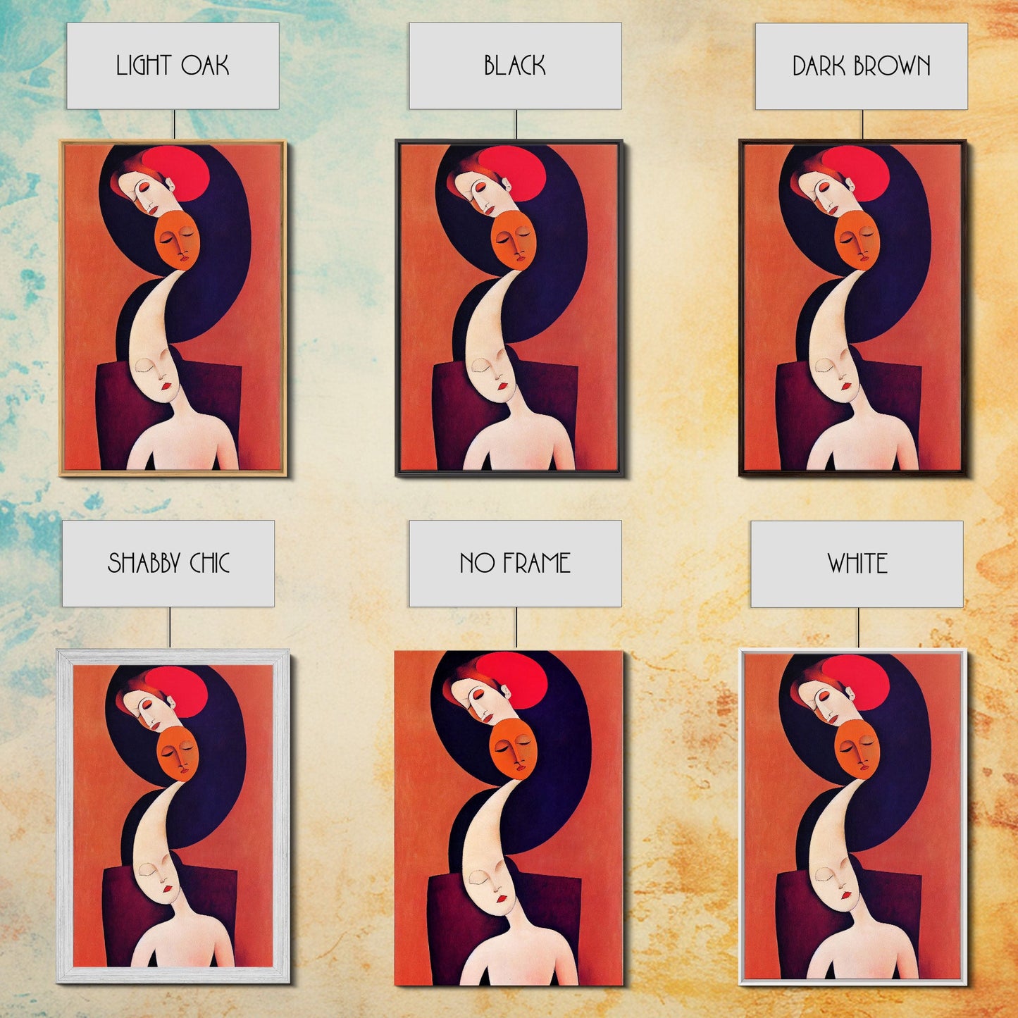 Dreaming Of You Cubism Woman Faces Abstract Fine Art Print, Wall Art Print, Wall Poster