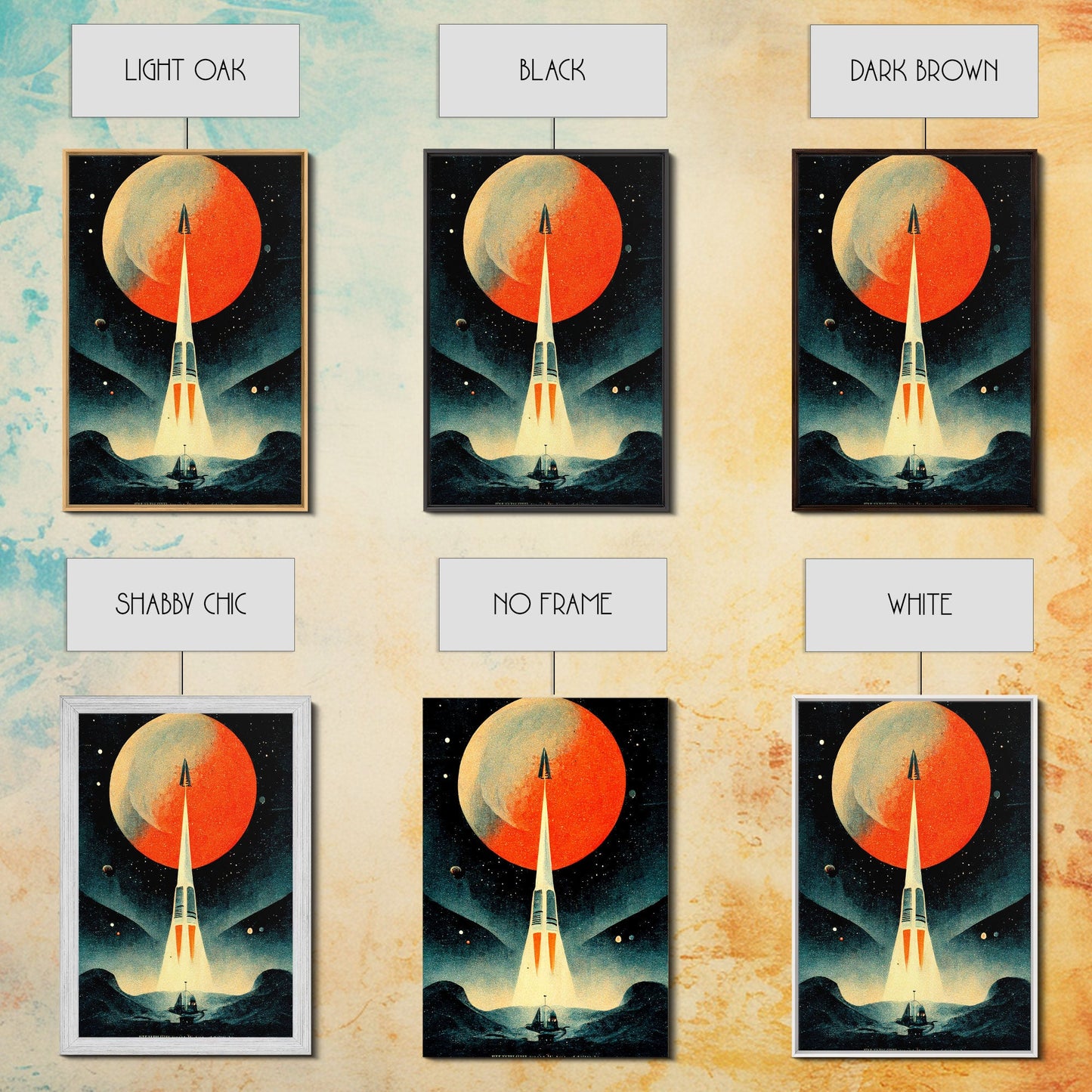 Art Deco Style Spaceship, Space Exploration, Science Fiction / SciFi Canvas Print, Ready to Hang Wall Art