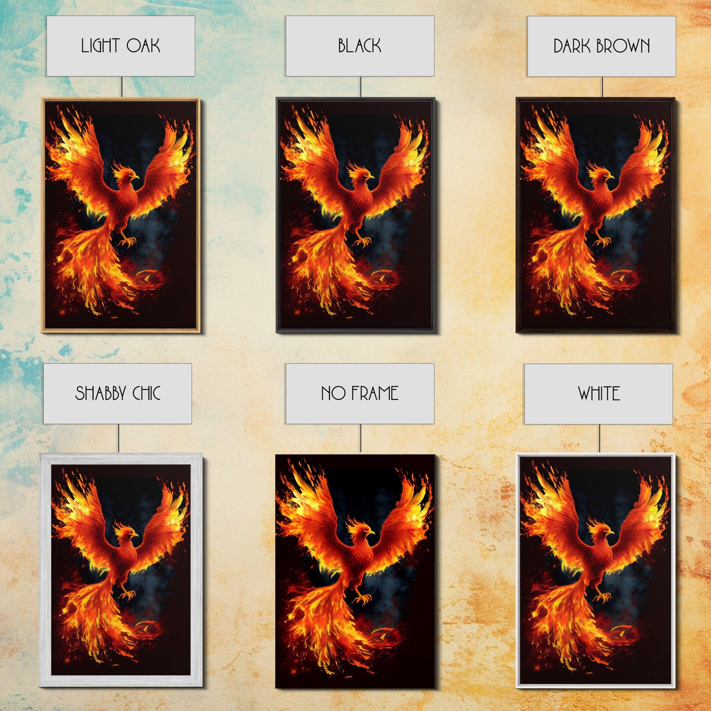 Phoenix Print on Canvas , Floating Frame, Modern Wall Art, Extra Large Canvas Wall Art, Rebirth and Renewal