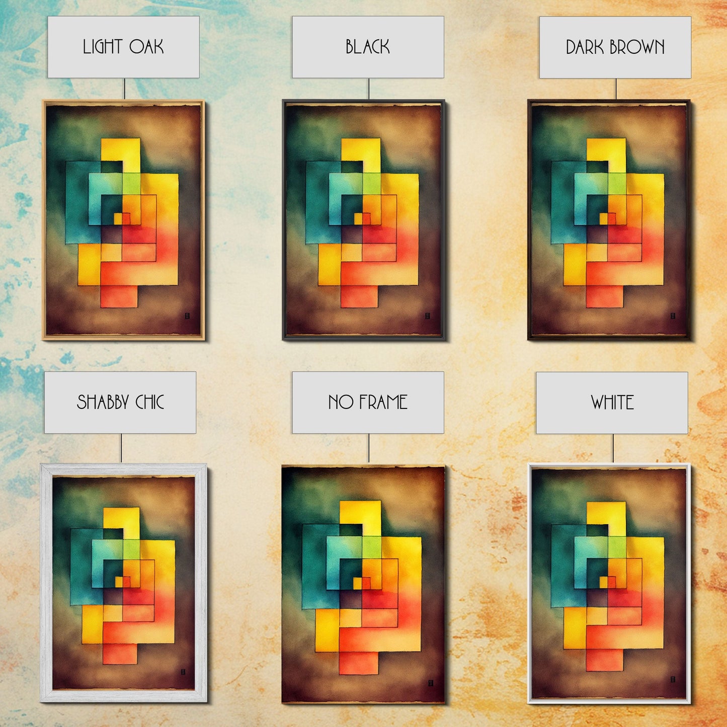 Framed Canvas Print Wall Art Set Color Blocks Abstract Shapes Illustrations Mid Century Modern Wall Art Boho Decor Abstract Wall Art