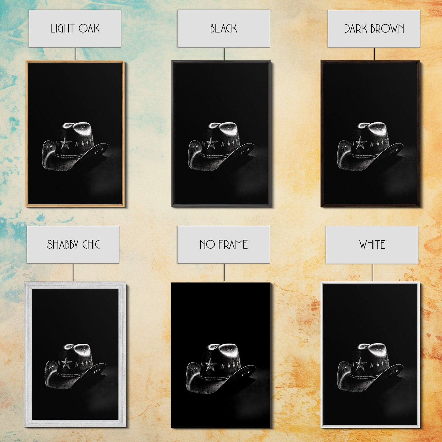Cowboy Hat Print, Western Wall Art, Black And White, Texas Art, Minimalist Art, Wall Decor, Canvas Art, Wall Art, Framed Canvas Wall Decor