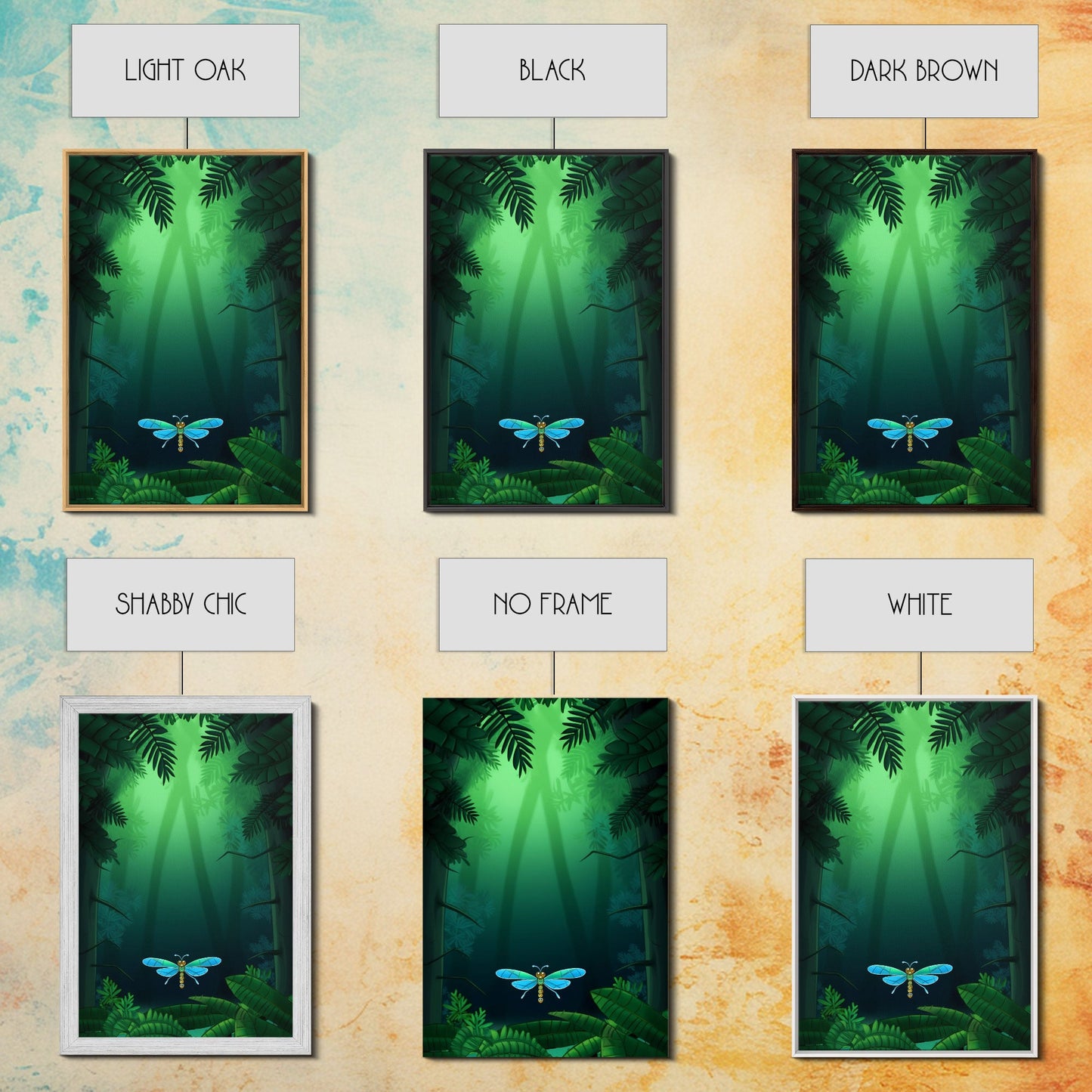 Dragonfly Wall Art, Nature Wall Decor, Woods, Trees, Green Art, Minimalist Print, Wall Decor, Canvas Print, Wall Art, Framed Canvas