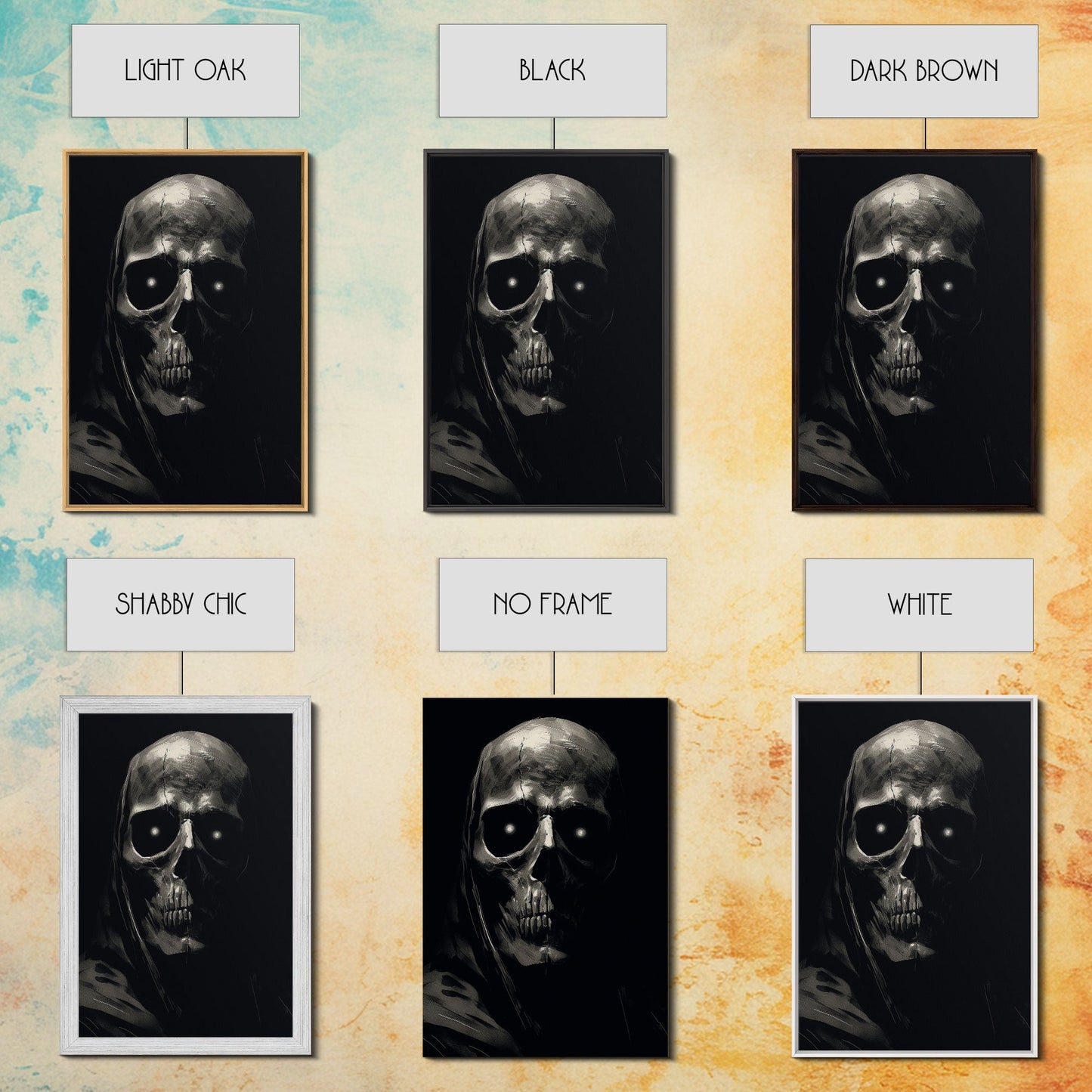 Human Skull Decor, Charcoal Drawing, Gothic Decor, Canvas Print, Wall Art, Vertical Art, Gift For Coworker, Home Office Art, Weird Art Print