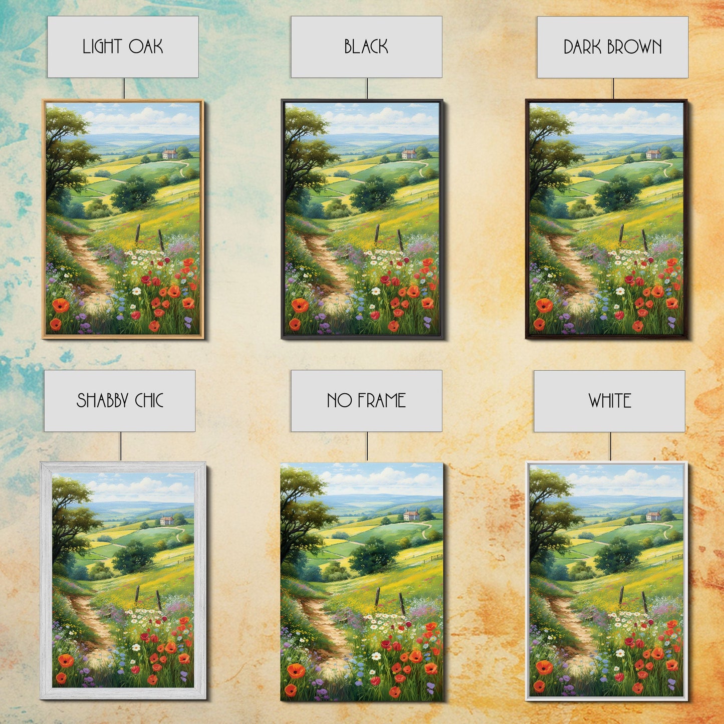 Countryside Wall Art, Wildflowers Wall Art, Meadow Wall Print, Canvas Print, Wall Art, Vertical Art, Country Wall Art, Landscape Art