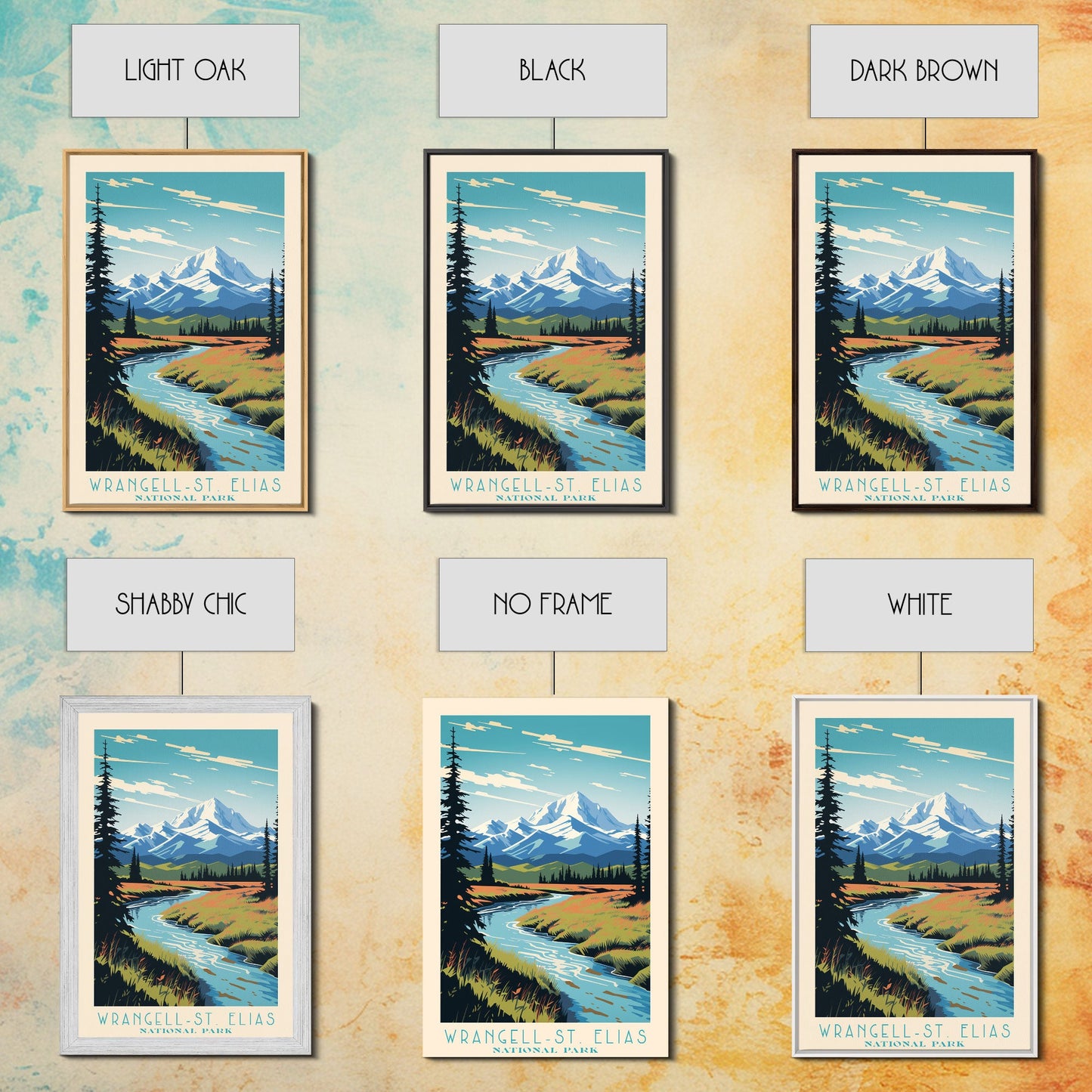 Wrangell St. Elias National Park, Alaska Travel Art, National Park Print, Minimalist Travel Art, Midcentury Modern Retro Style Landscape