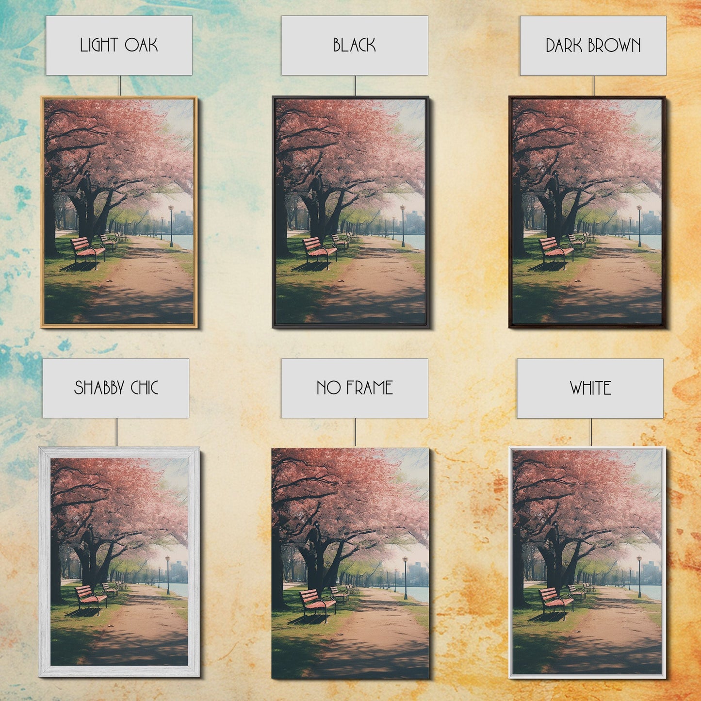 Nature Wall Art, Park Wall Print, Cherry Blossoms, Canvas Print, Wall Hanging, Portrait Art, Bookshelf Decor, Appreciation Gift, Office Art