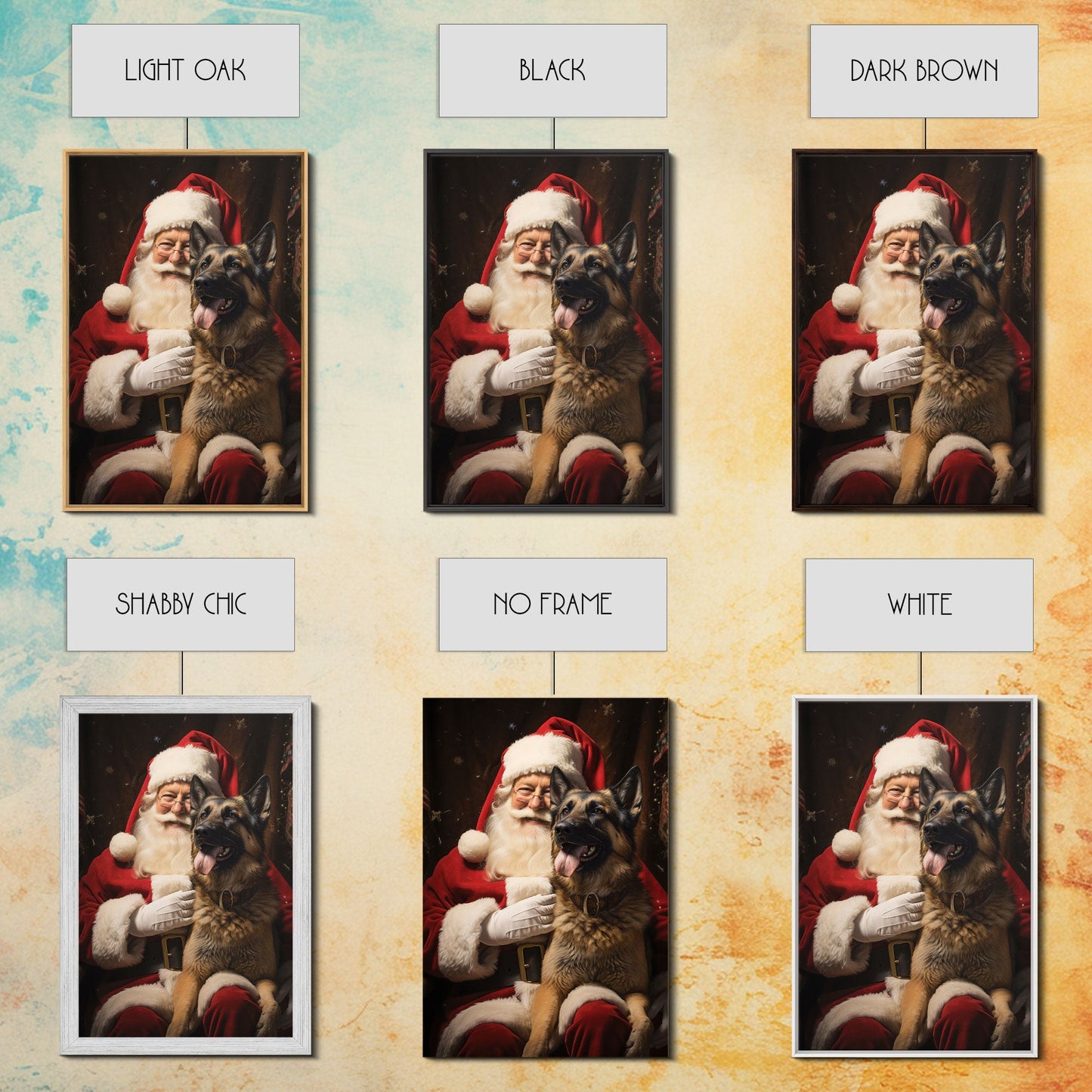 Santa Claus And His Belgian Malinois, Christmas Wall Art, Dog Gift, Christmas Dog, Winter Wall Art, Santa Decor, Santa Art Print, Cute Dog