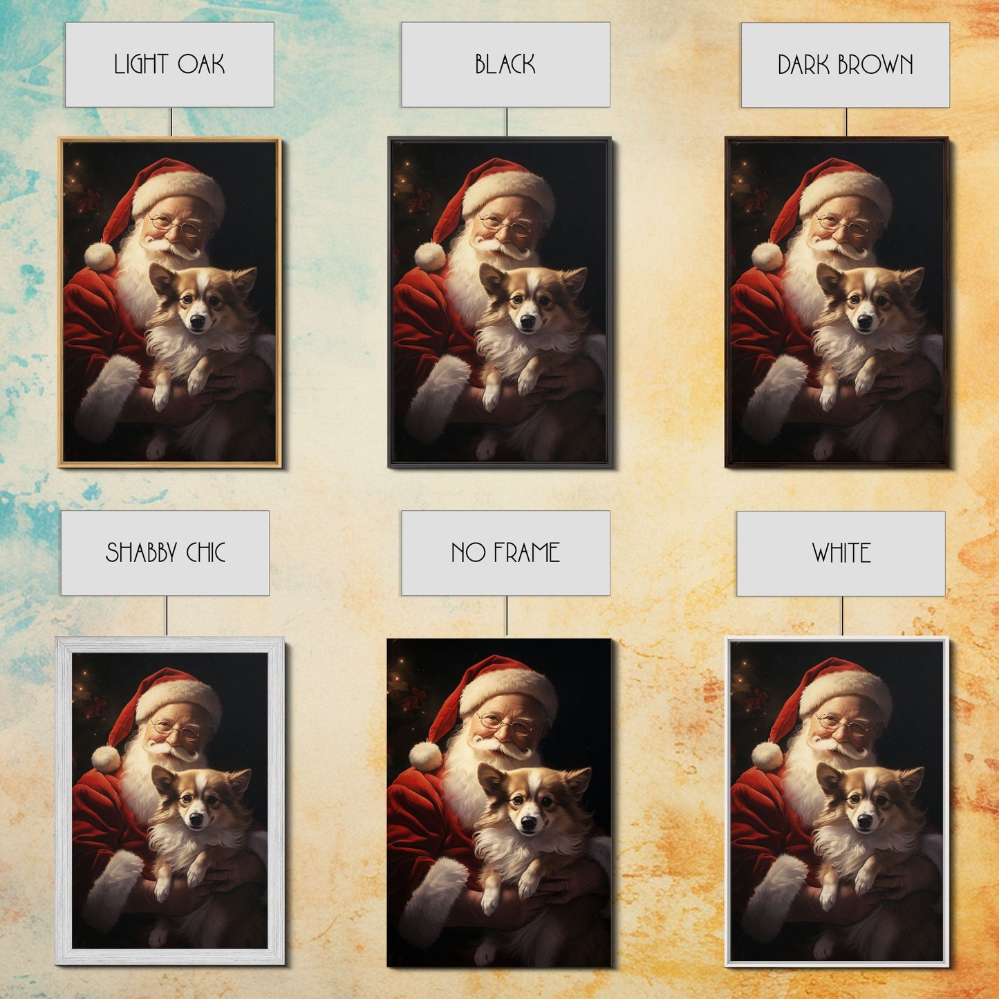 Santa Claus And His Corgi, Christmas Wall Art, Christmas Dog, Winter Wall Art, Santa Decor, Santa Art Print, Farmhouse Christmas