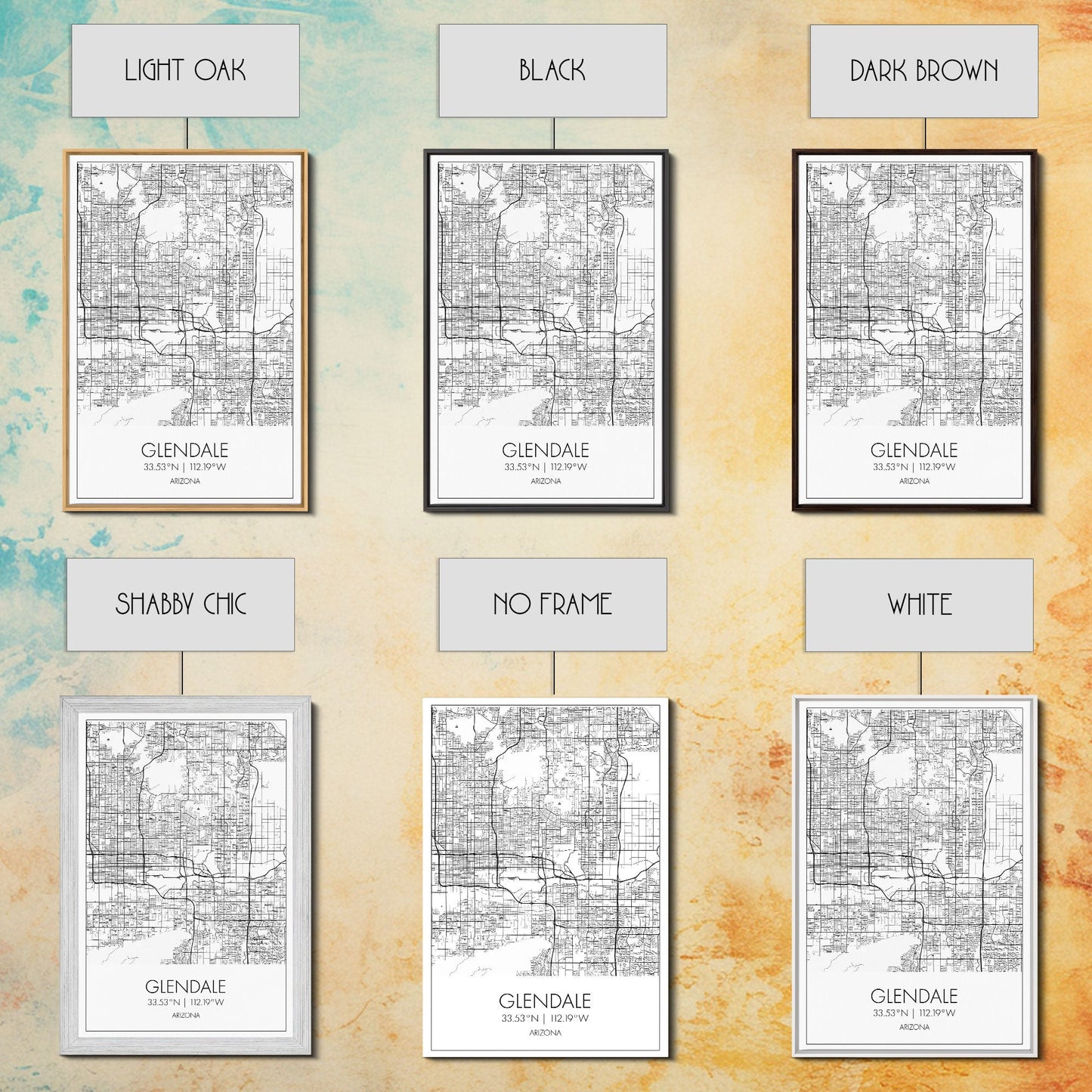Glendale Street Map, Arizona Map, City Map Art, Minimalist Art, Wall Art, Canvas Print, Black And White Map, Above Bed Art, Wanderlust Gift