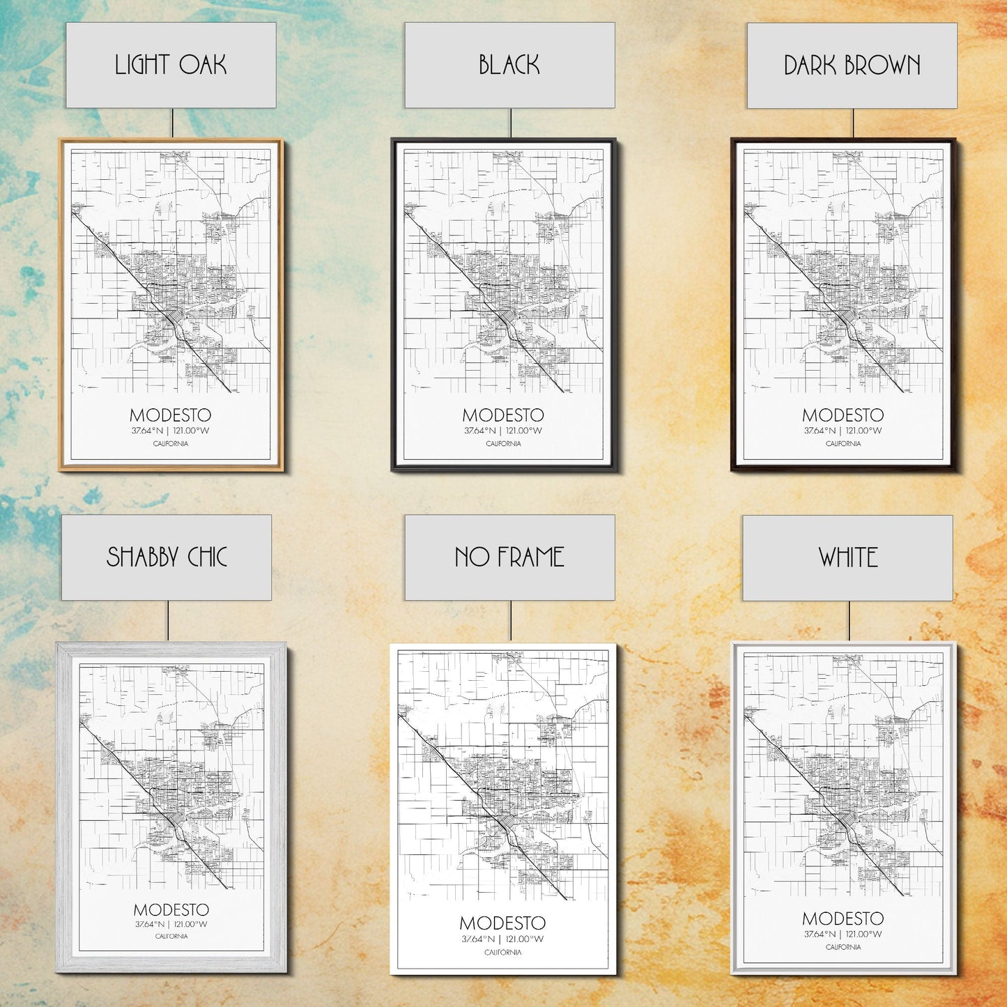 Modesto Street Map, California Map, City Map Art, Modern Art, Wall Art, Canvas Print, Home Décor Wall Art, Friendship Gift, Travel Wall Art