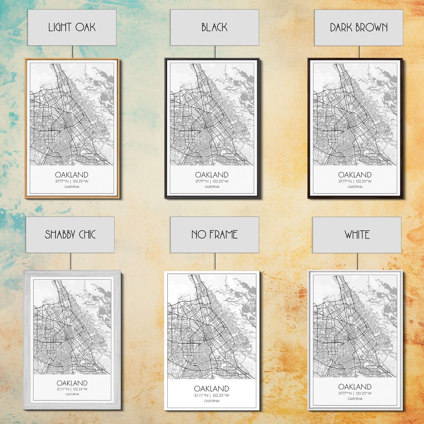 Oakland Street Map, California Map, City Map Art, Modern Art, Wall Art, Canvas Print, Living Room Art, Gift For Her, Adventure Wall Art