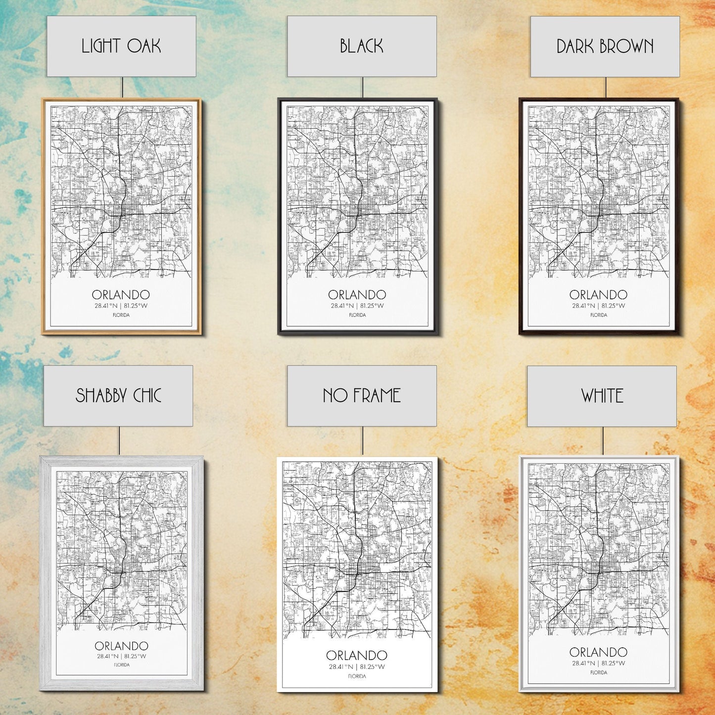 Orlando Street Map, Florida Map, City Map Art, Modern Art, Wall Art, Canvas Print, Master Bedroom Décor, Aviation Gifts, Travel Wall Art