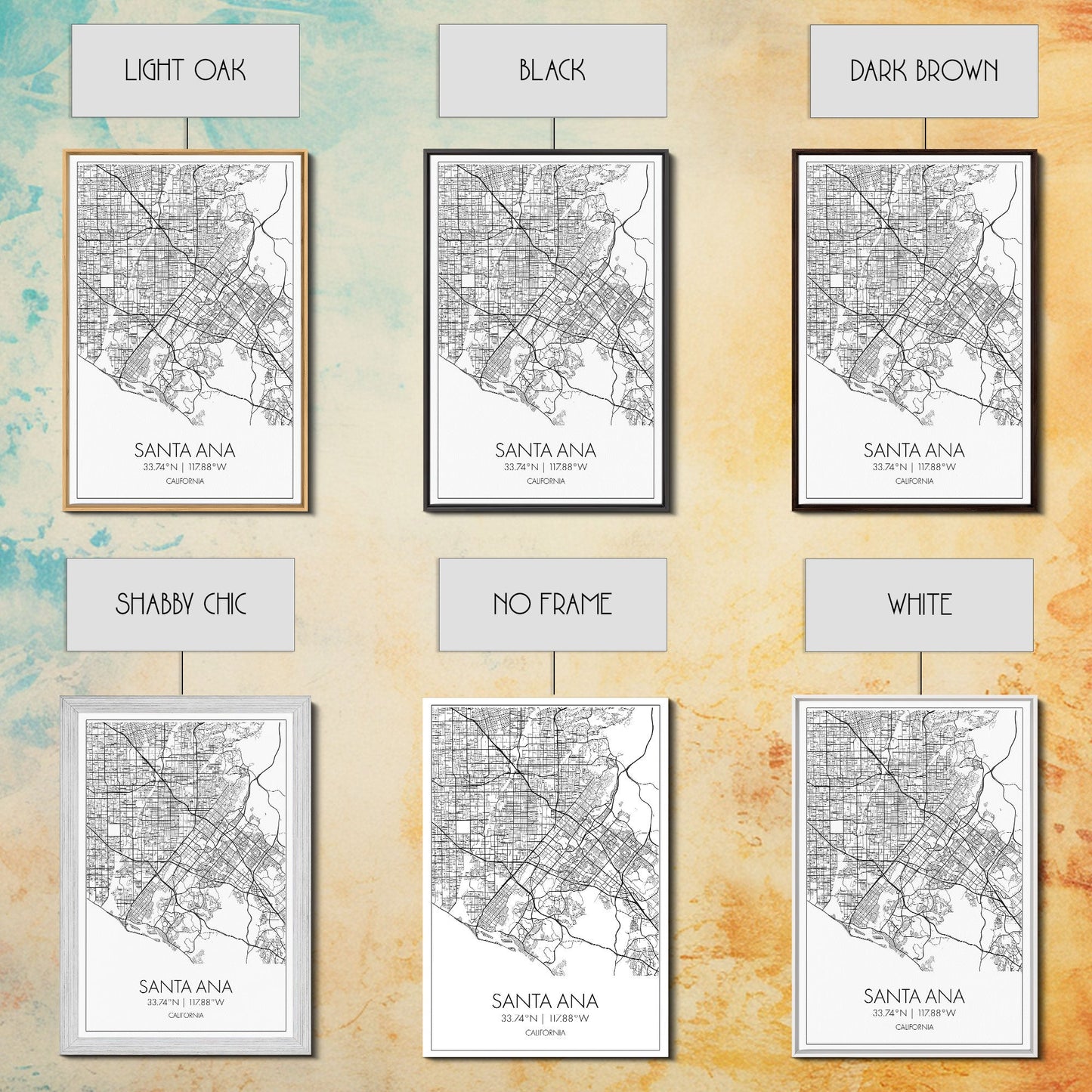 Santa Ana Street Map, California Map, City Map Print, Minimalist Art, Wall Art, Canvas Print, Living Room Décor, Adventure Gifts, Travel Art