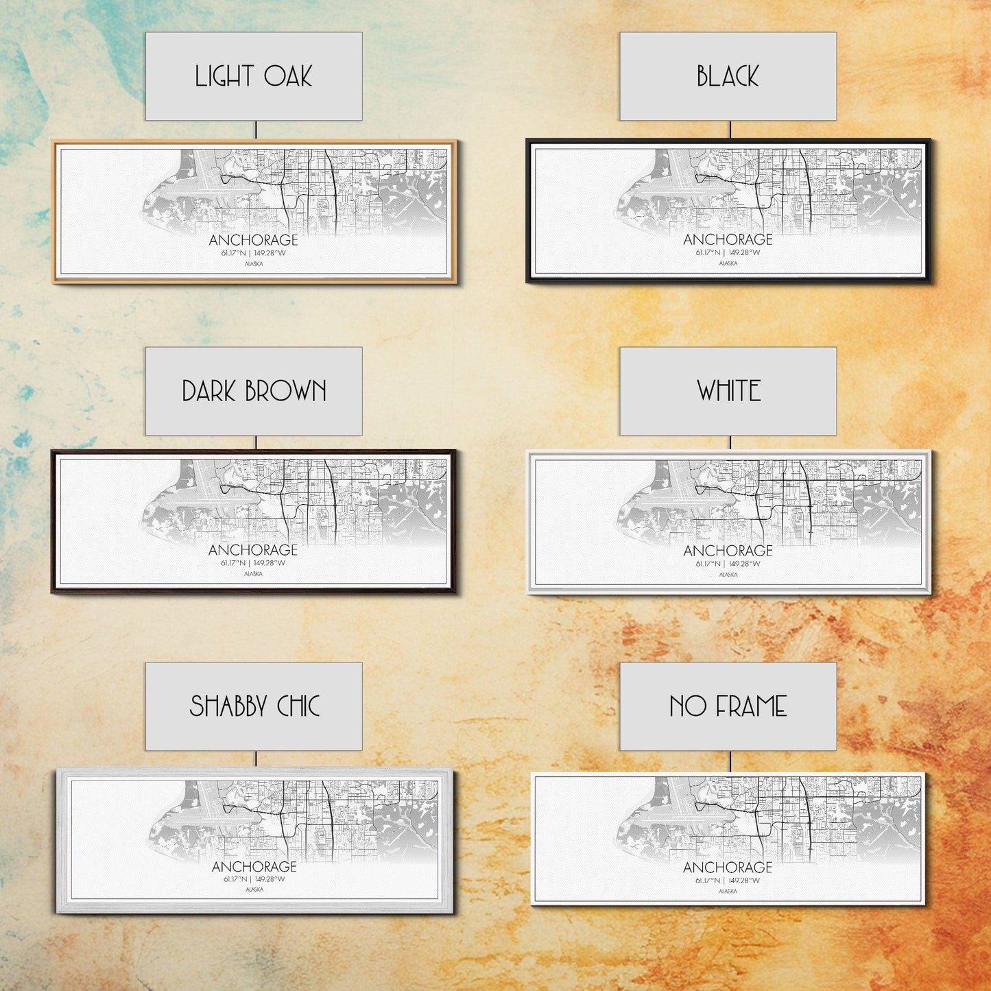 Panoramic Anchorage City Map, Alaska Art, Map Print, Minimalist Wall Art, Canvas Art, Housewarming Gift, Street Map Art, Closing Gift