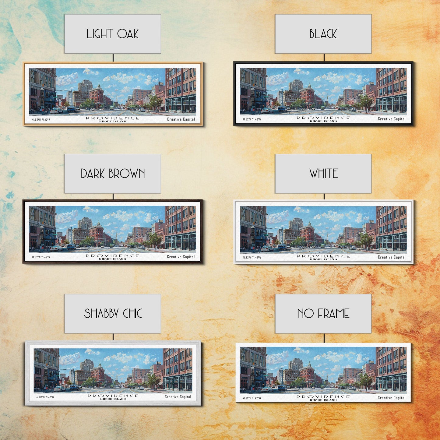 Providence Rhode Island Panoramic Print, Beautiful Framed Canvas Print, Travel Poster Art, Home Decoration, Office Wall Art
