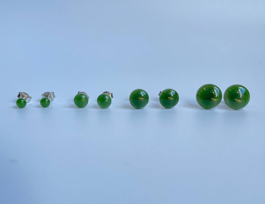 Jade Flat Stud Earrings, (Multiple sizes)