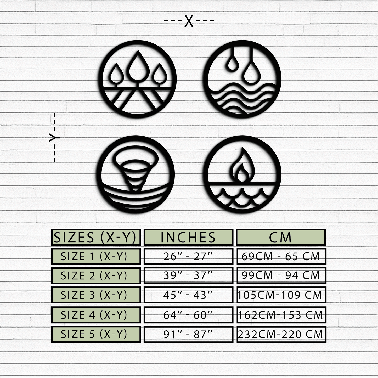 Four Elements Metal Wall Art - Steel Wall Decor for Home and Office - KAF010