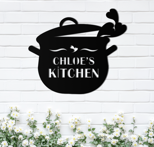 Cute Smiling Cooking Pot Metal Wall Art – Playful Kitchen Steel Decor with Heart Steam for Home and Café Interiors- KAF420