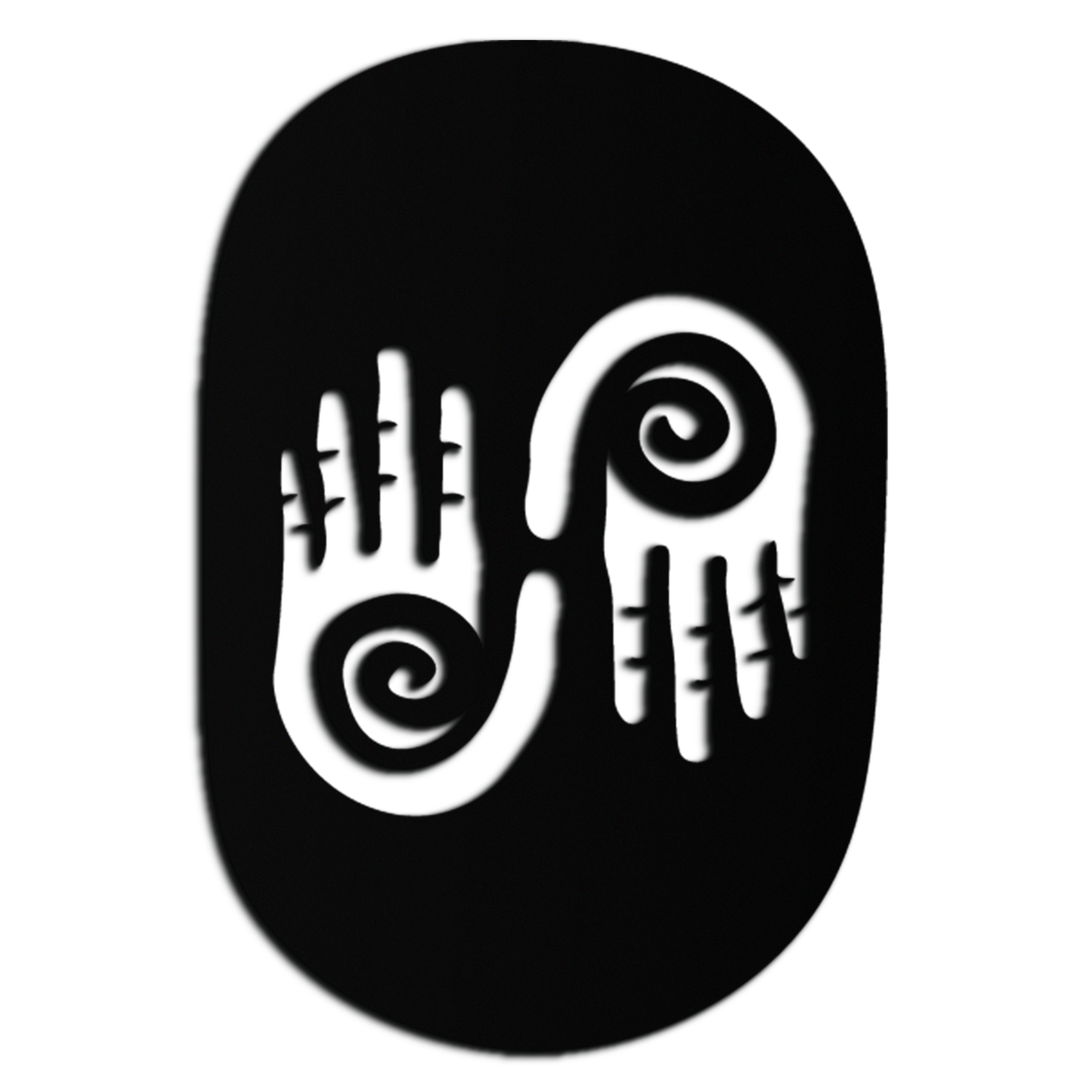 Abstract Spiral Hands Metal Wall Art – Mystical Black Steel Decor with Spiraled Palm Silhouette for Modern Interiors- KAF421