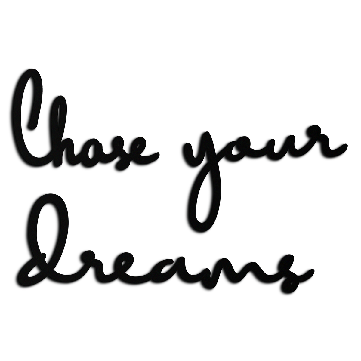 Chase Your Dreams Quote Metal Wall Art – Inspirational Word Sign in Black for Home and Office Decor- KAF454