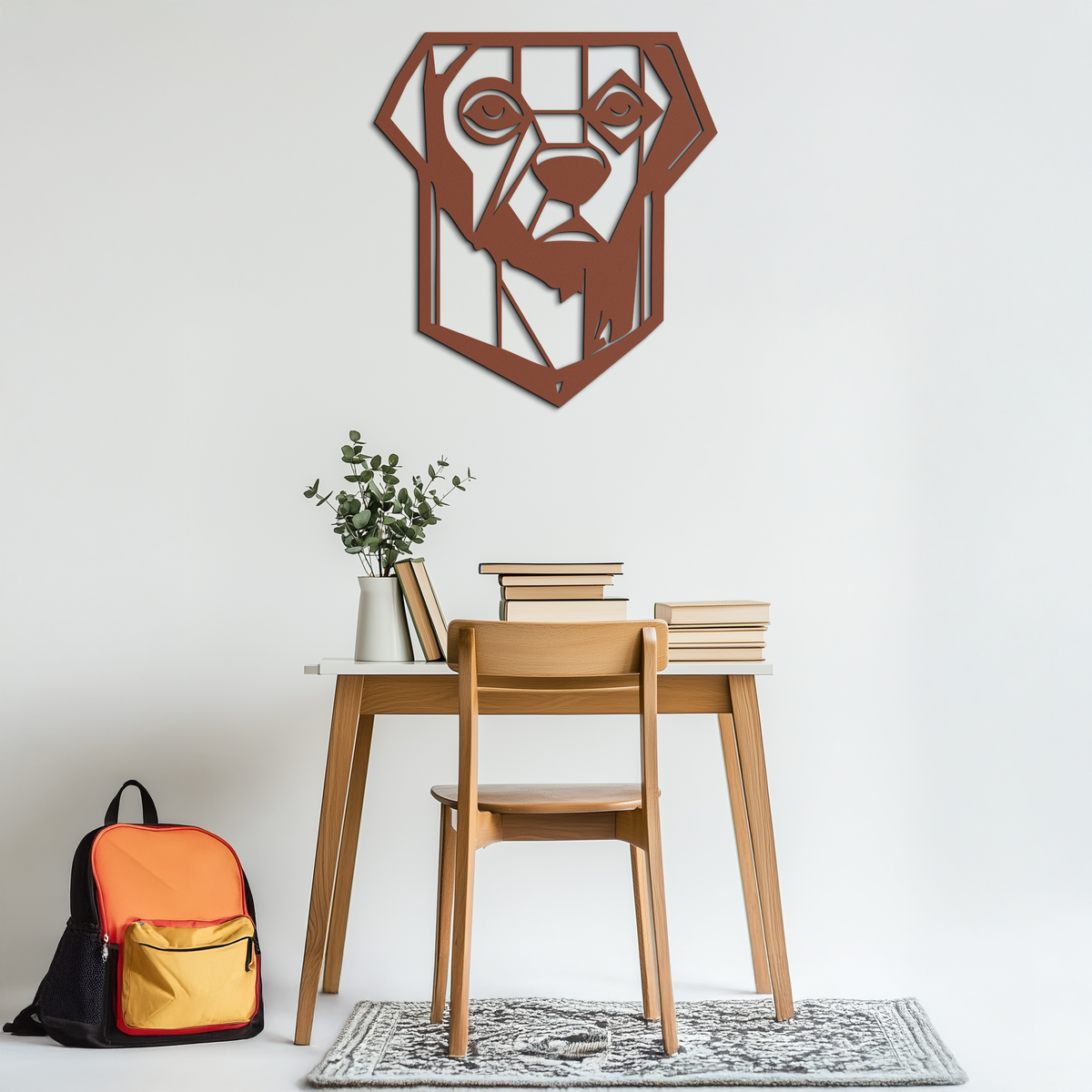 Geometric Dog Metal Wall Art - Modern Steel Animal Silhouette Decor - KAF468