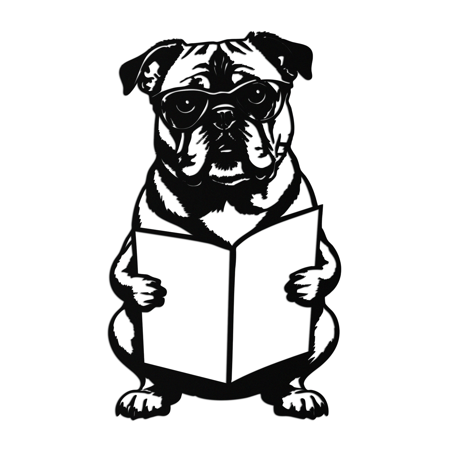 Reading Dog Silhouette Metal Wall Art – Black Steel Whimsical Pet Lover Decor- KAF491