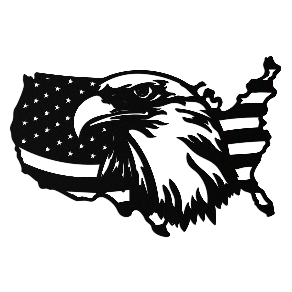 American Flag Eagle Silhouette Metal Wall Art – Patriotic USA Decor for Home & Office- KAF497