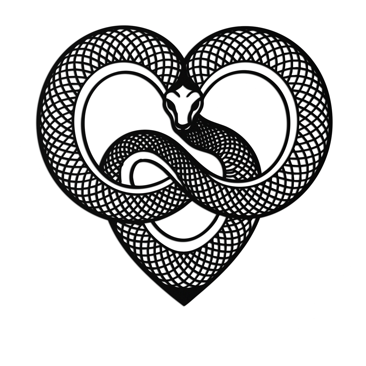 Snake Heart Metal Wall Art – Modern Black Snake Wall Decor for Home and Office- KAF555