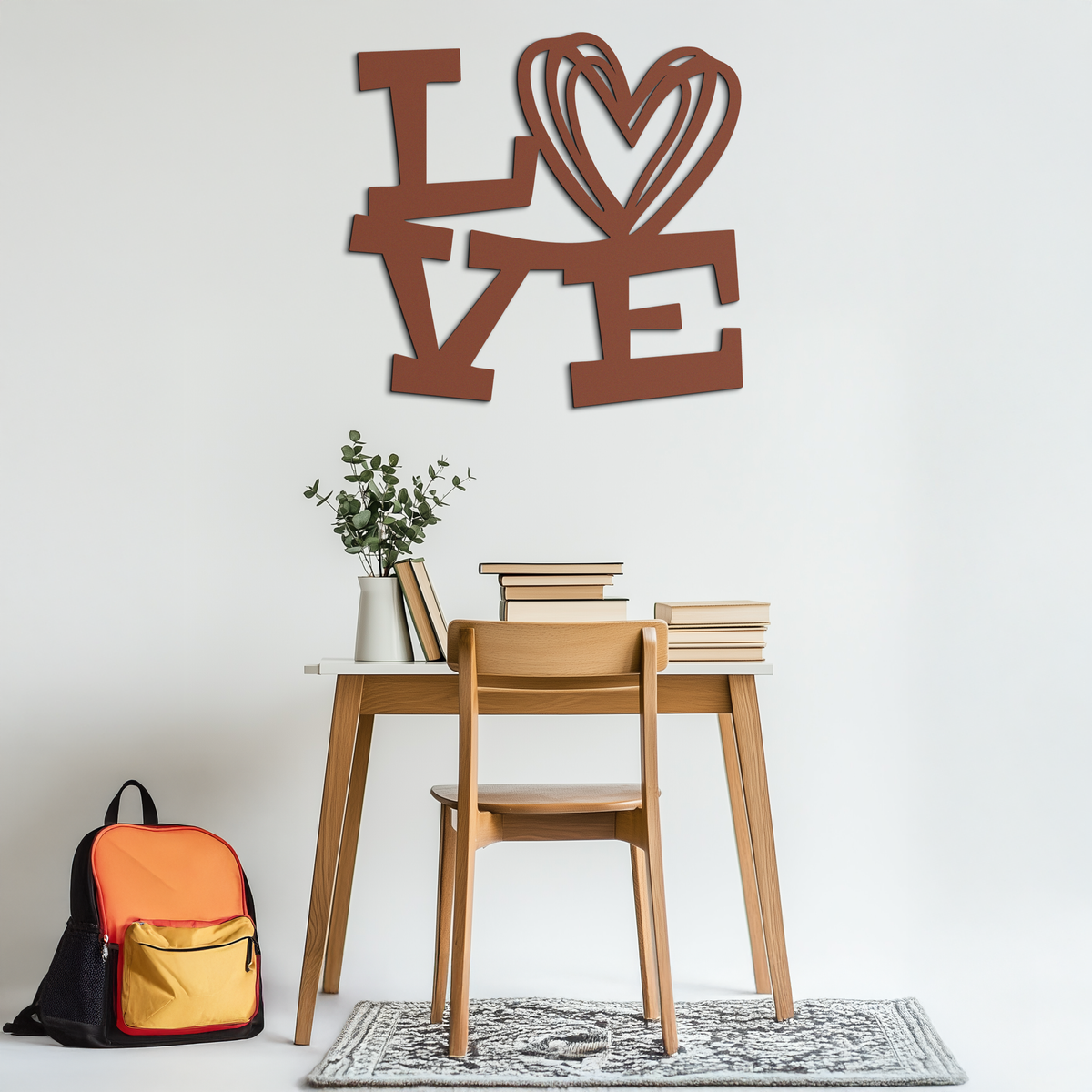 LOVE Heart Modern Metal Wall Art – Romantic Black Metal Wall Decor- KAF566
