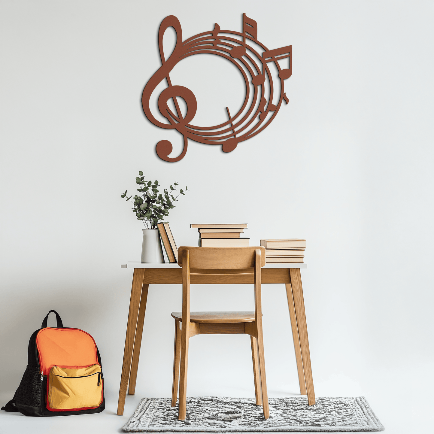 Musical Notes Circle Metal Wall Art – Treble Clef Music Decor for Home or Studio- KAF596