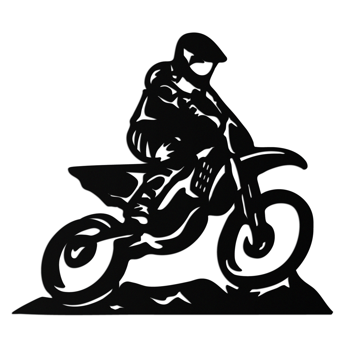 Dynamic Motocross Rider Metal Wall Art – Off-Road Motorcycle Silhouette Decor - KAF645