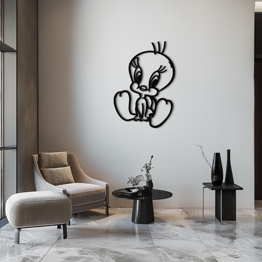 Tweety Bird Metal Wall Art – Classic Cartoon Character Silhouette for Fans- KAF666