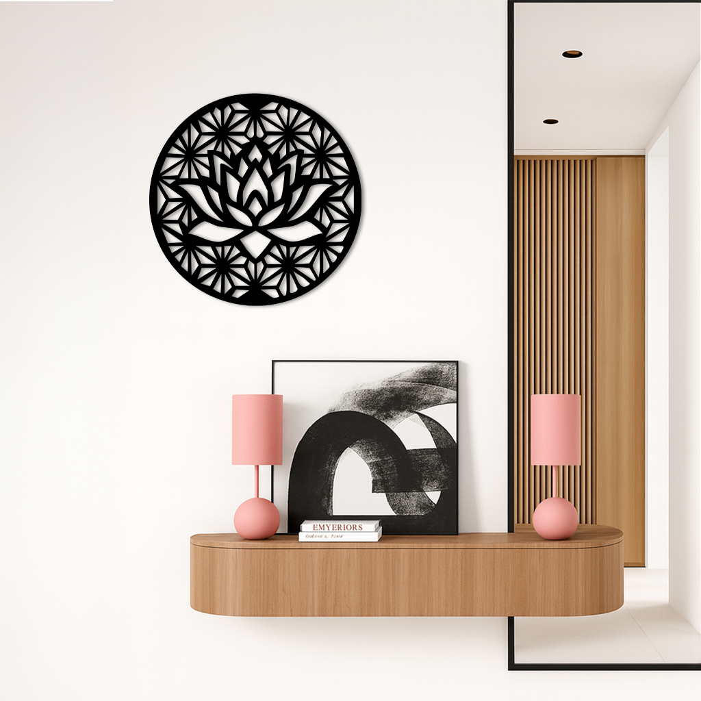 Pink Lotus Flower Metal Wall Art β Elegant Spiritual Bloom Design - KAFGP006