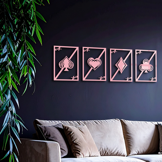 Playing Cards Silhouette Metal Wall Art – Poker Aces Design - KAFGP037