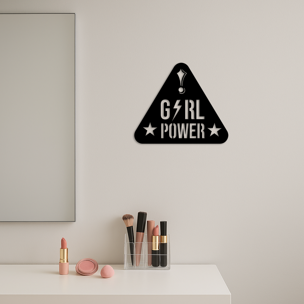Girl Power Triangle Silhouette Metal Wall Art β Feminist Symbol Design - KAFGP040